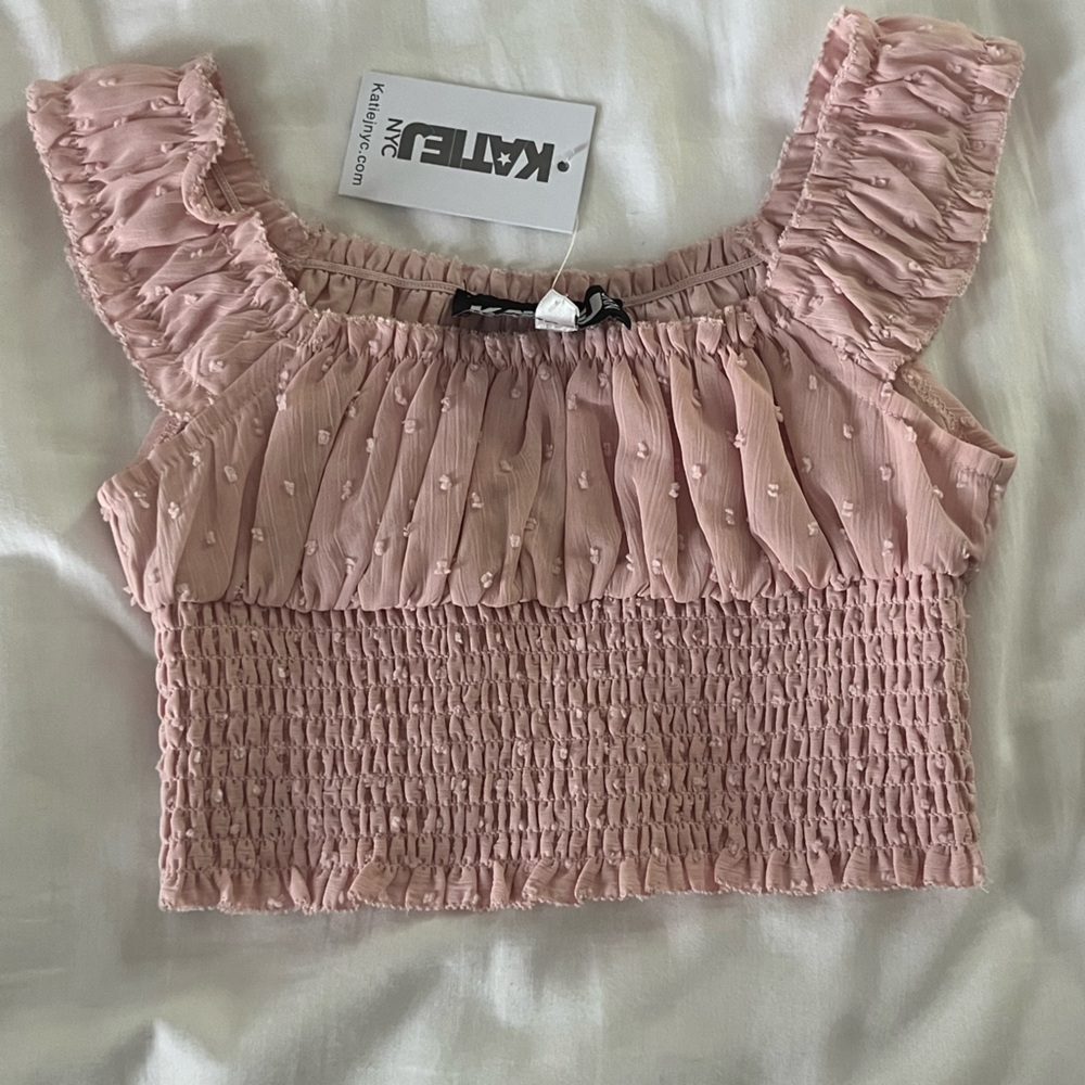 Katie J Light Pink Smocked Top
